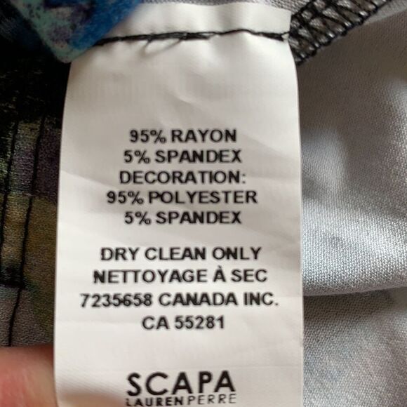 SCAPA LAUREN PERRE Women’s Abstract Print Dress White/Black Size Medium - Picture 7 of 7